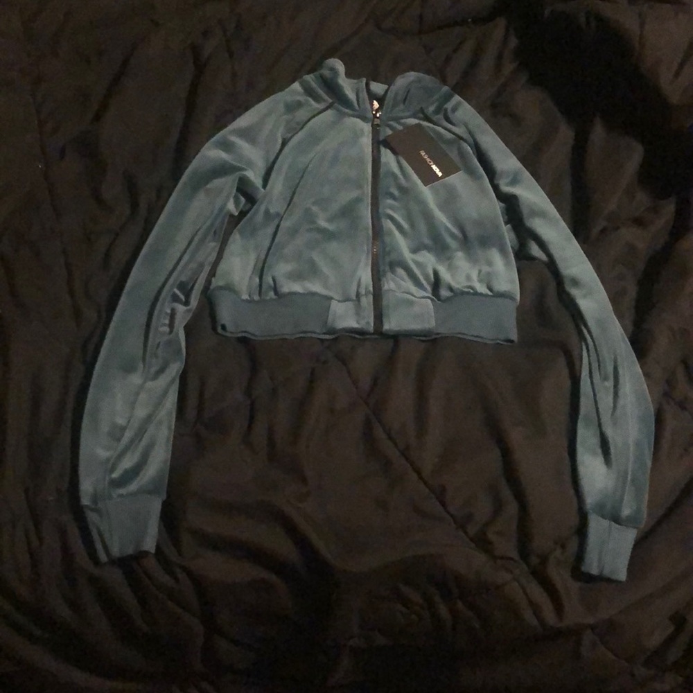 Brand New With Tags Fashion Nova Crop Green Jacket - Picture 5 of 8